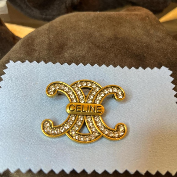 Crystal Celine Brooch In Vintage Goldtone Finish - Picture 1 of 4